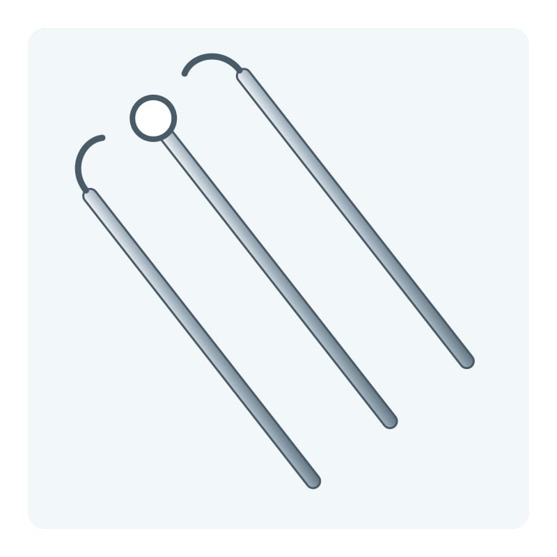 Illustration of three dental instruments